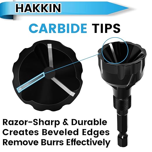 Hakkin 2Pack Hex Shank Deburring External Chamfer Tool with Carbide Blade, Quick Release Deburring Chamfering Drill Bit Repairing Damaged Bolts Screws and Fasteners, Fits for 1/8”-3/4” (3mm-20mm)