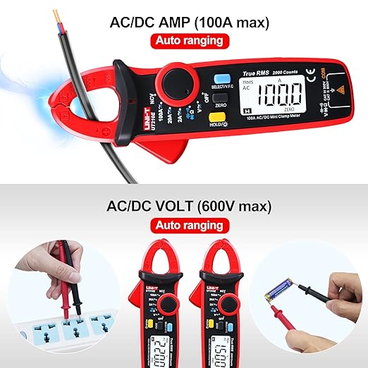 UNI-T UNI T UT210e Mini Digital Clamp Meter & Phillips Screwdriver, HVAC Tool AC DC Amp Clamp Meter Multimeter Tester Voltmeter Continuity Tester Capacitor Ohmmeter & Cross Screwdriver