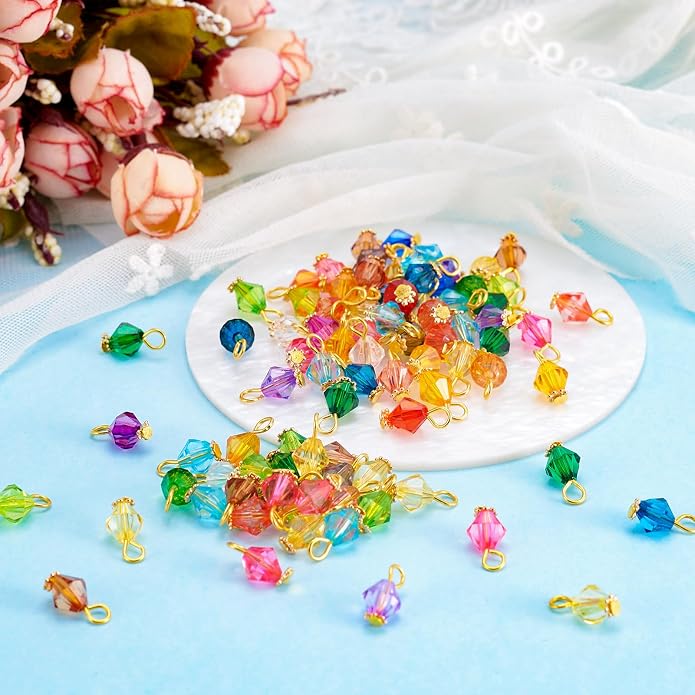 Cheriswelry 100Pcs Faceted Bicone Charms Acrylic Bicone Dangle Earring Charms - Image 5