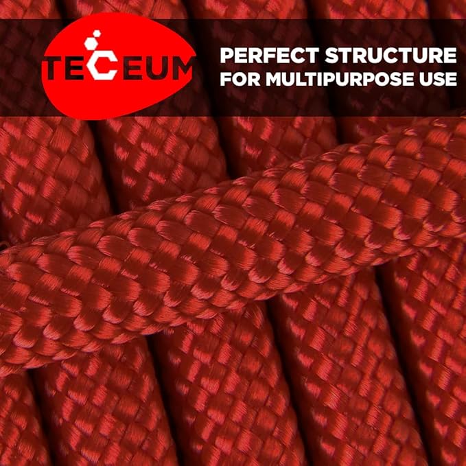 TECEUM 5/32" Paracord Rope 1000 – 1000ft / 200ft / 100ft / 50ft – Tactical Parachute Cord 4mm – 45+ Colors – Nylon String for Survival & Camping Gear – Stripe Cord for Survival – Utility Rope