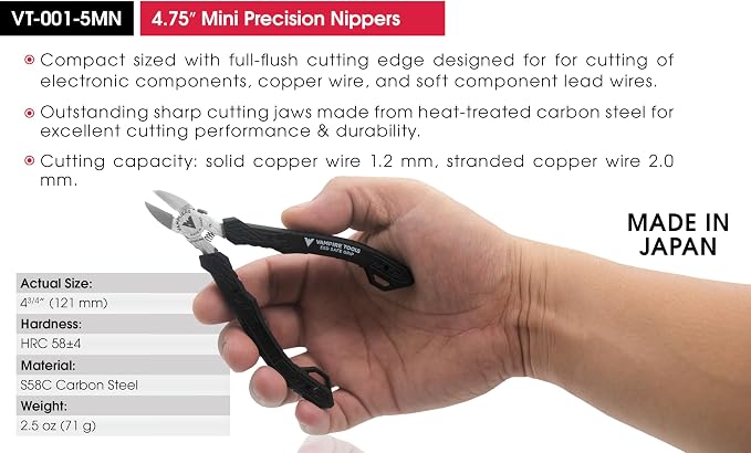 VAMPLIERS 4.75" Precision Flush Cutters. Made in Japan. Professional Grade Side - Image 5