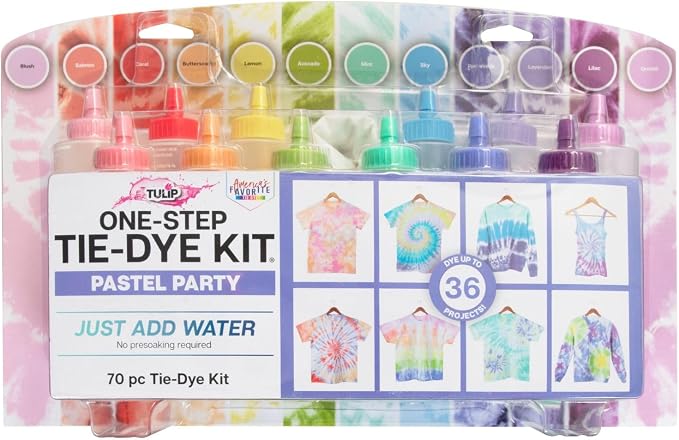 Tulip One-Step Tie-Dye Pastel Party Kit, Easy Large Group Activity, Permanent by Tulip