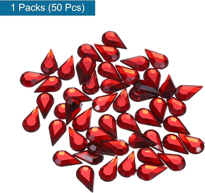 MECCANIXITY 50PCS Flat Back Acrylic Teardrop Gems 6x10mm Artificial Rhinestones - Image 3