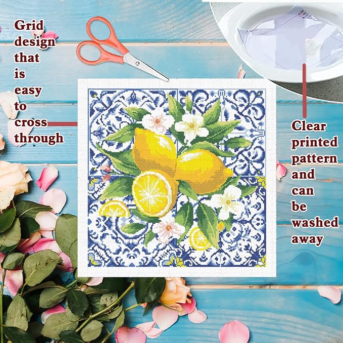 FREEBLOSS 11CT Lemon Stamped Cross Stitch Kits Embroidery Kits - Image 3