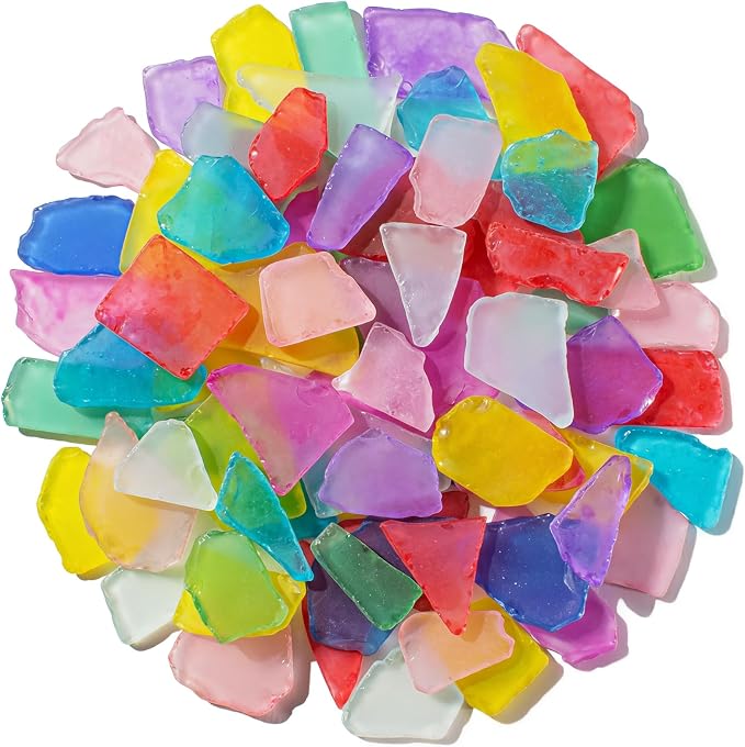Keedolla Sea Glass for Crafts - 40 OZ Colorful Flat Frosted Seaglass Pieces by Keedolla