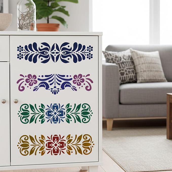 Floral Decorative Painting Stencil Templates, 12x12inch Floral Pattern - Image 5