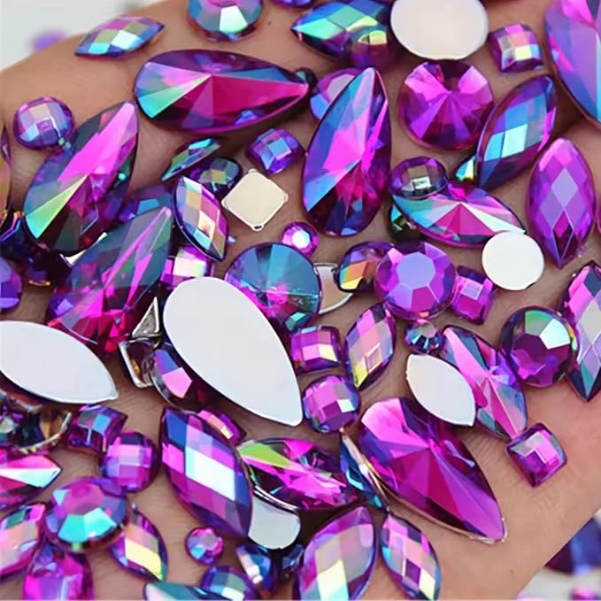 1000pcs AB Flatback Rhinestones Crystal Gems Acrylic Crafts Gemstone Jewels by UYTRDVG