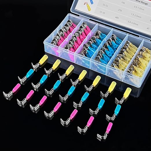 Nilight 140PCS Heat Shrink Piggy Back Spade Terminals Connectors Assortment Kit 22-16/16-14/12-10 AWG Quick Splice Crimp for Auto Cars Trucks Boats and 12V Accessories