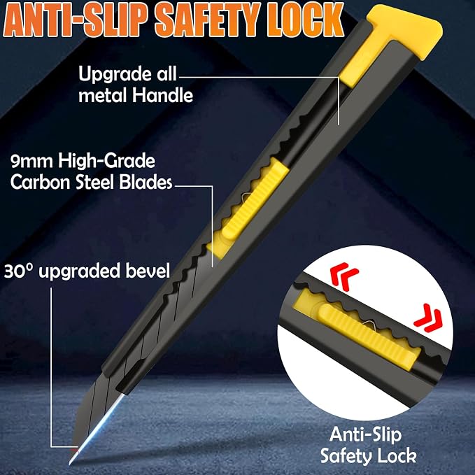 6 Pack Utility Knife Box Cutter Retractable, 9MM Snap-Off Exacto Knife Blades - Image 3
