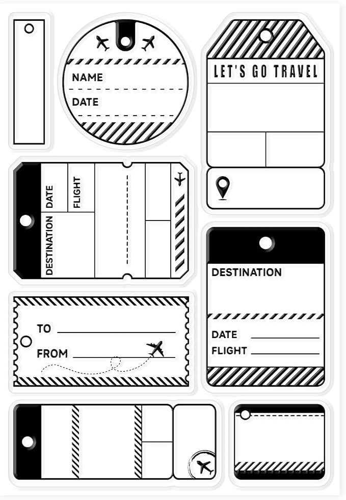 GLOBLELAND Travel Label Ticket Background Clear Stamps - Image 8