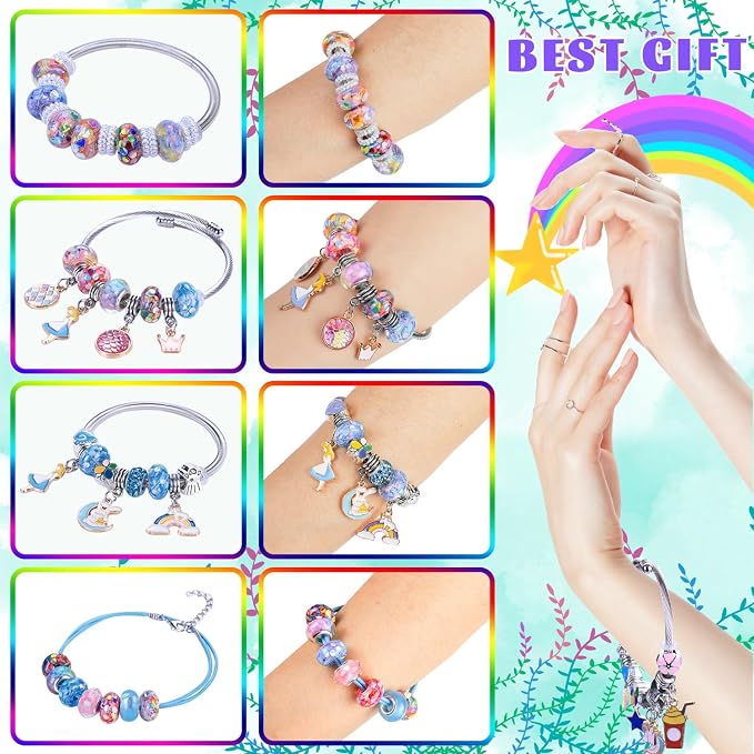AIPRIDY Charm Bracelet Making Kit, Unicorn Mermaid Crafts Gifts Set Can - Image 3