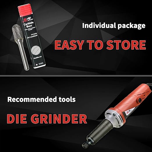 S&F STEAD & FAST Carbide Burr with ¼” Shank ½” Cutter Dia 1” Length, Professional Grade Tungsten Carbide File, Die Grinder Bit for Electric or Air Die Grinder, Ball Nose, Grinding Burr bit for Metals