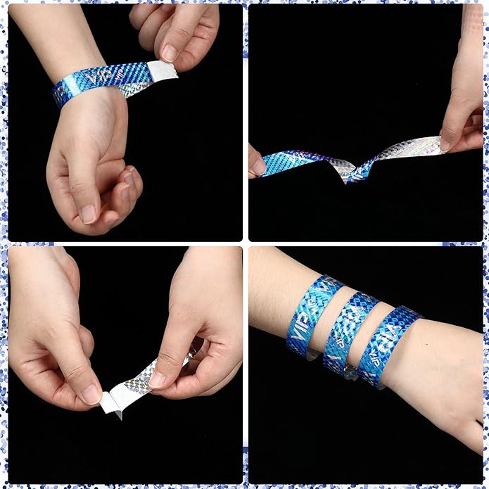 Teling 500 Pack VIP Plastic Wristbands Bracelets Party for Events VIP Custom Wristbands Plastic Bracelets Tear proof Waterproof Wrist Bands Arm Bands for Events Concerts
