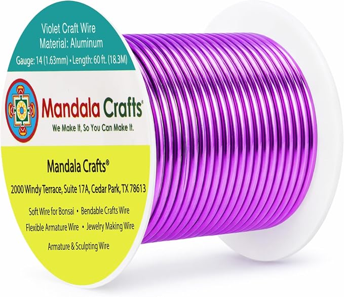 Mandala Crafts 14 Gauge Violet Anodized Aluminum Craft Wire, 60 FT | Colored by MandalaCrafts