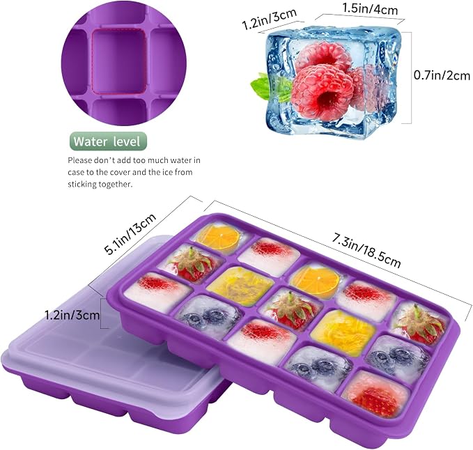 Tvmania Ice Cube Trays Set of 2, 15-Cube Silicone Molds - Image 3