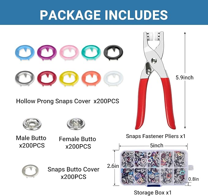 200 Sets Metal Snap Buttons - Image 2