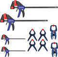 WORKPRO 10-Pack Clamps for Woodworking, 12" & 6" Bar Clamps, 2 Quick-Release Ratcheting Wood Clamps and 4 Spring Clamps, Light Duty F Clamps/Spreader 150 LBS Load Limit