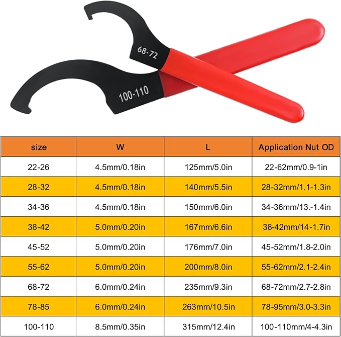 Adjustable Shock Coilover Wrench Set Universal Spanner Wrench for Coil Overs Adjustments/Suspension Systemand Weight Balance, Spanners Hook Wrenches Tools 9 PCS