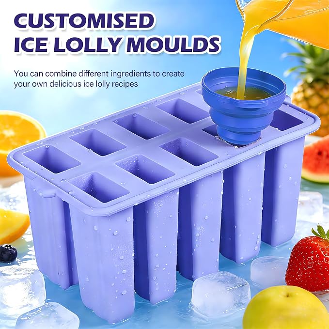 Purple Silicone Popsicles Molds, 10 Cavity Homemade Popsicle Molds DIY Ice Pop - Image 3