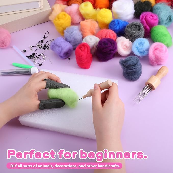 Lyksgir 70 Colors Needle Felting Kit, Wool Roving Set, Wool Felting Tool - Image 7