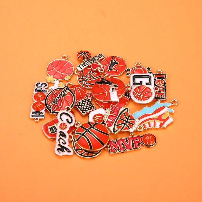 20PCS Sports Charms Enamel Basketball Baseball Pendant Charms - Image 4