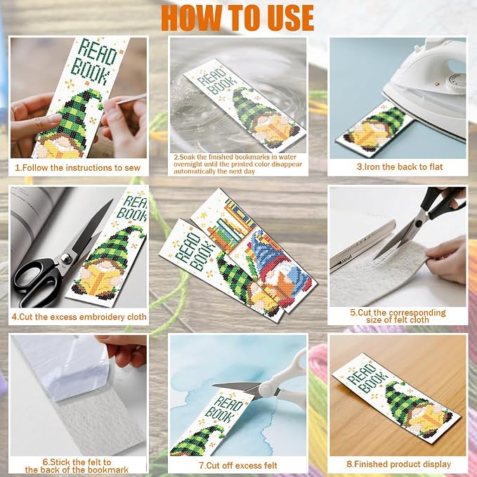 FREEBLOSS 6 Set Cross Stitch Bookmark Kit 11 CT Stamped Cross Stitch Kit DIY - Image 5