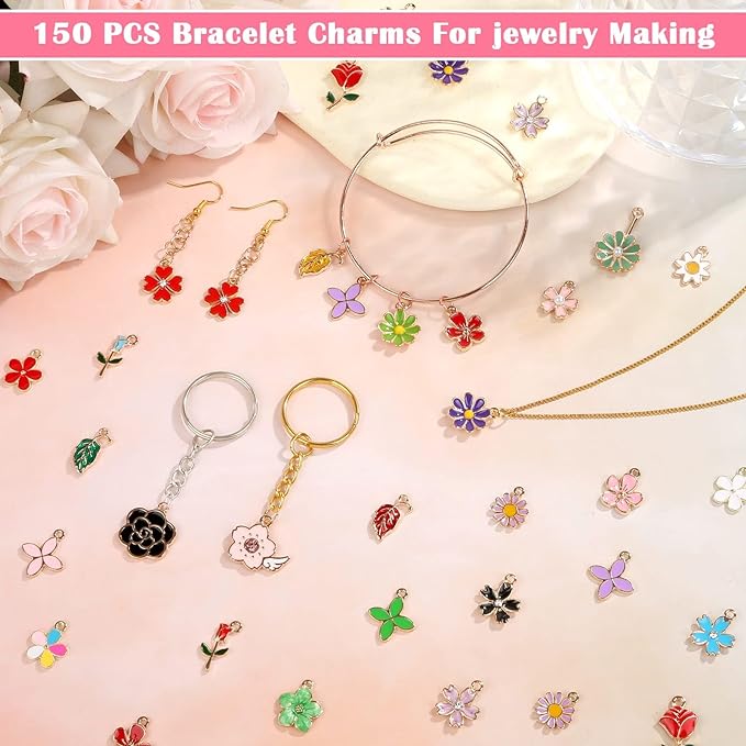 150 Pcs Flower Charms for Jewelry Making - Image 6