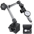 Neoteck 0-0.03"/0.0005" Dial Test Indicator with 132lbs(60kg) Max Pull Magnetic Base Stand Test Indicator Set with 3/8 inch (9.52mm) Clamping Hole for Machine Set-Up and Narrow Area Measurement-Silver
