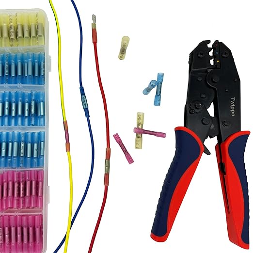 330Pcs Butt Connector, Automotive Electrical Connector Terminals, Waterproof Heat Shrink Wire Connectors Kit, Wire Splice Kit, Heat Shrink Tubing (22-10 AWG)