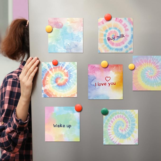 Eaasty 12 Pcs Rainbow Sticky Notes Tie Dye Pastel Sticky Note Fun Self Adhesive - Image 7