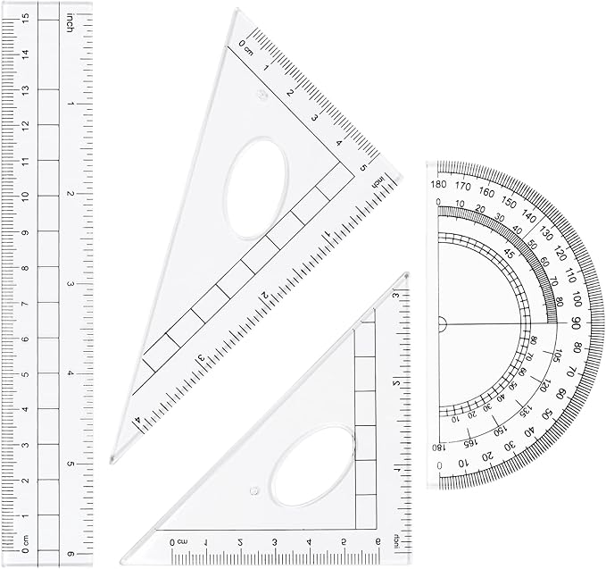 Math Geometry Kit Sets 10 Piece Student Supplies with Shatterproof Storage Box,Includes Rulers,Protractor,Compass,Eraser,Pencil Sharpener,Lead Refills,Pencil,for Drafting and Drawings（Green）