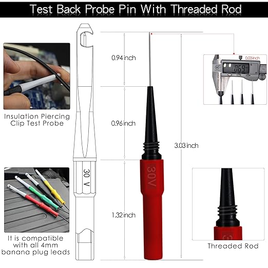 Multimeter Silicone Leads Electrician Test Leads Kit CAT III 1000V&CAT IV 600V with Alligator Clips Test Hooks and Needle Back Probe Pins for Fluke, AstroAI, INNOVA