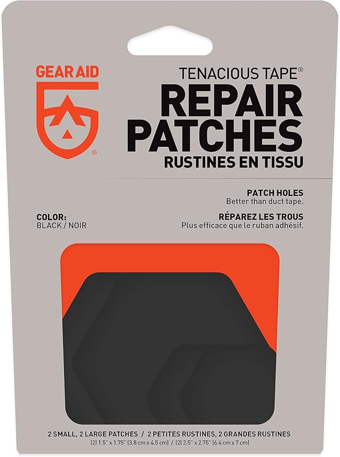 GEAR AID Tenacious Tape Hex 2.5” and 1.5” Repair Patches, Peel-and-Stick to Fix Holes and Burns in Down Jackets, Rain Gear, Tents, Tarps and More