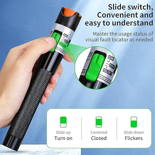 2PCS Rechargeable Visual Fault Locator 30KM Visual Fault Locator VFL Fiber Optic Tester Used for 2.5mm SC/FC/ST 1.25mm LC Interface with 2 Single Mode 9/125um FC-LC adapters Fiber Network Testing Pen
