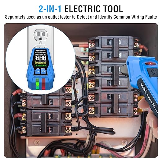 Circuit Breaker Finder, Digital Breaker Finder with GFCI Outlet Tester, AC 90-135V Electrical Circuit Tracer with Buzzer Alarm & Color LCD Display, Includes Batteries & Carrying Case