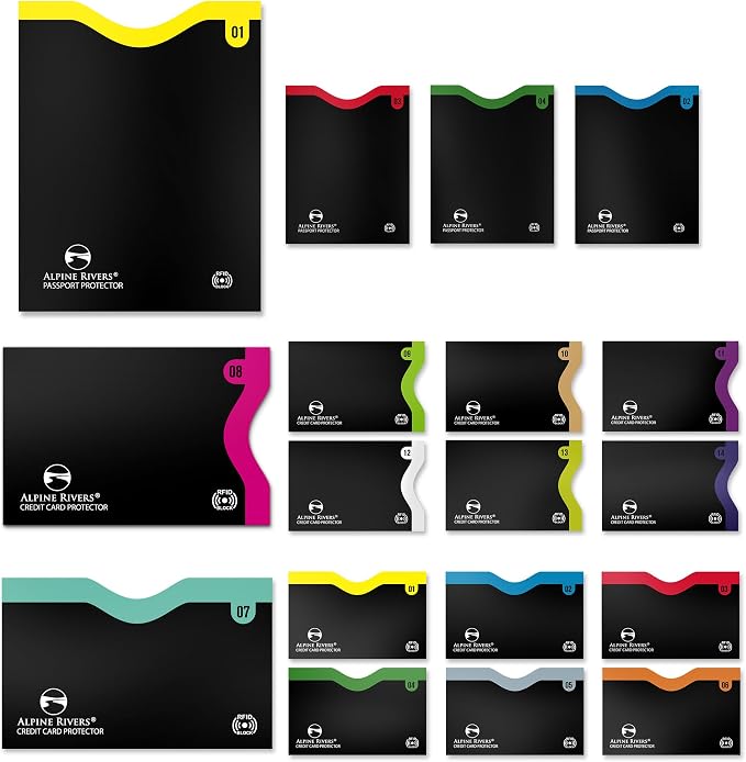 Alpine Rivers RFID Blocking Sleeves, Credit Card Protector, Passport Sleeve | by AlpineRivers