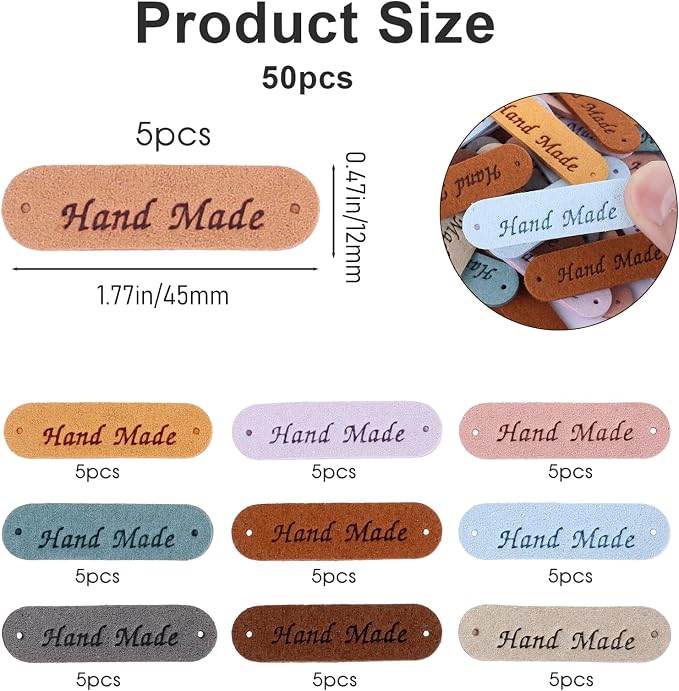 50pcs Handmade Tags for Crochet Handmade Leather Labels Faux Handmade - Image 2