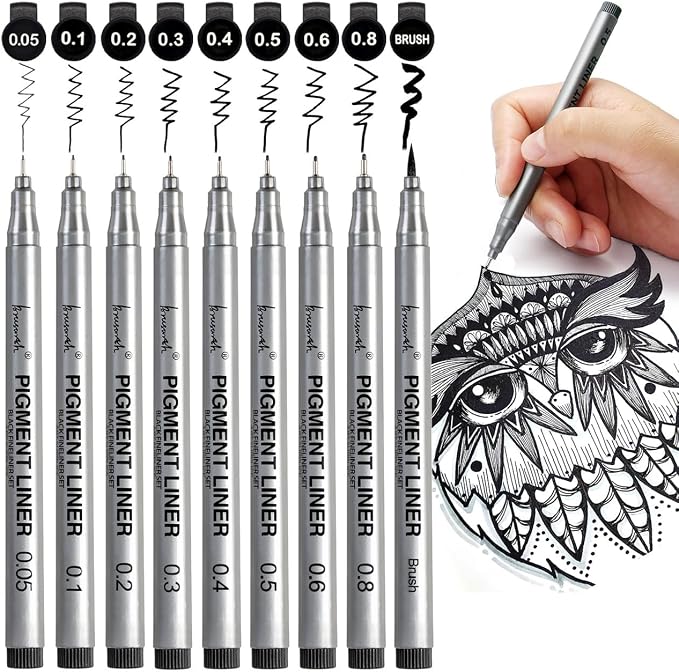 Brusarth Precision Black Micro-Pen Fineliner Ink Pens, Waterproof Archival Ink by Brusarth