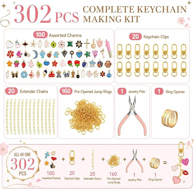 Gaiett 302 Pcs Keychain Making Kit - Image 2