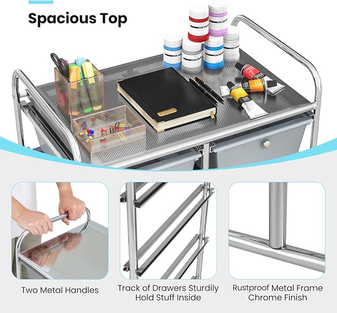 BECOMFORT 10-Drawer Rolling Cart - Image 6