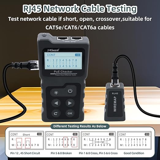 Mcbazel Network Cable Tester, Ethernet Cable POE Tester for CAT5e/CAT6/CAT6a,for Tracker Underground Line Finder for Home Repair