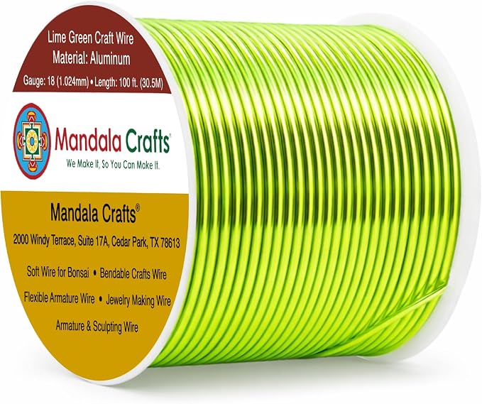 Mandala Crafts 18 Gauge Lime Green Anodized Aluminum Craft Wire, 100 FT | by MandalaCrafts