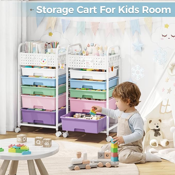5 Drawer Rolling Storage Cart - Image 8