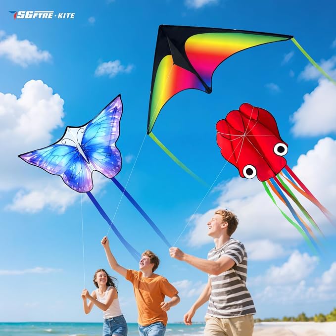SGftre 3 Piece Set Butterfly Delta Octopus Kites - Image 5