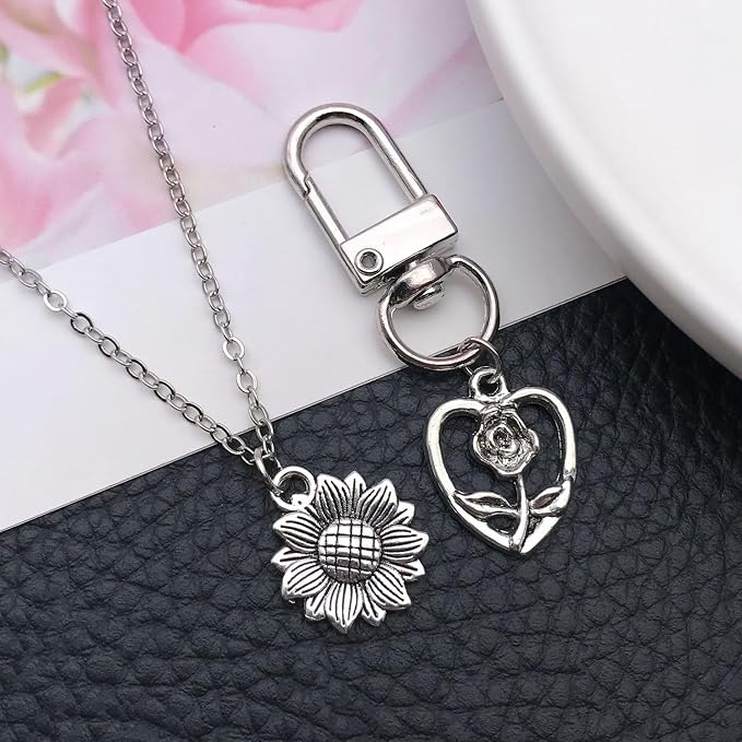 WOCRAFT 60pcs Antique Silver Flowers Bracelet Charms - Image 6