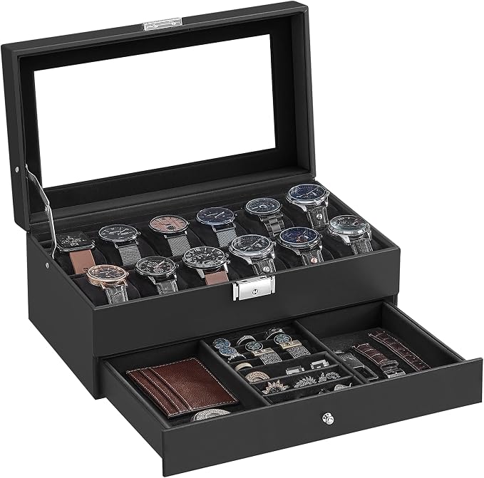 SONGMICS Watch Box, 12-Slot Watch Case Organizer - Image 7