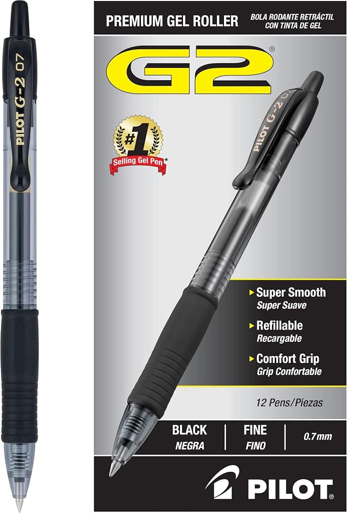 PILOT G2 Retractable Premium Gel Ink Roller Ball Pens Fine Point Black Ink by PilotCorporationofAmerica