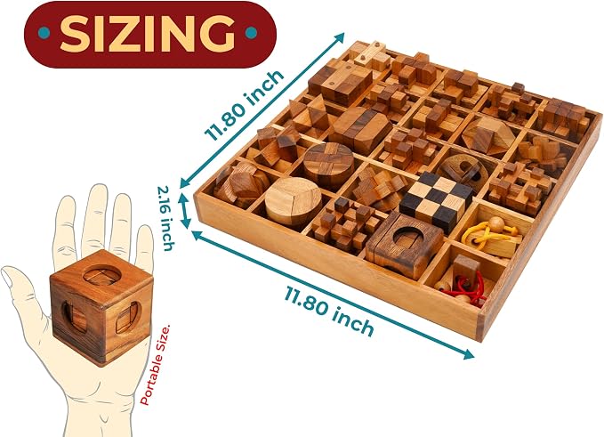 BSIRI 25 in 1 Wooden Brain Teaser Puzzles - Image 4