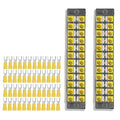 Terminal Block 2 Wrapped 12 Circuits 30A 450v Double-Row Screw terminals and 48 Pieces Connectors