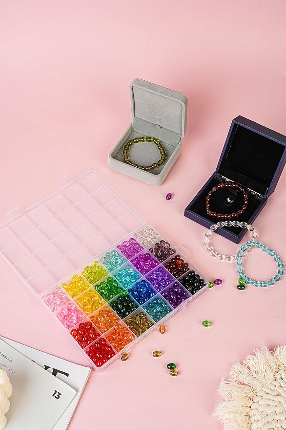 REVKI 1200pcs Glass Beads Bracelet Making Kit, 48 Colors Crystal Beads - Image 6